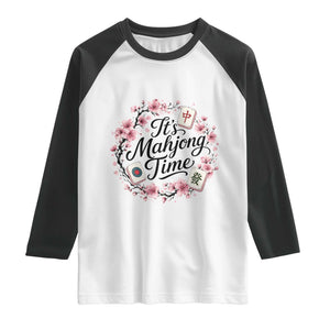 Mahjong Raglan Shirt Floral Mah Jongg TS10 White Black Print Your Wear