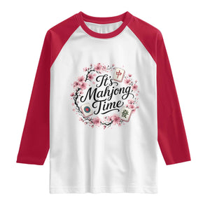 Mahjong Raglan Shirt Floral Mah Jongg TS10 White Red Print Your Wear