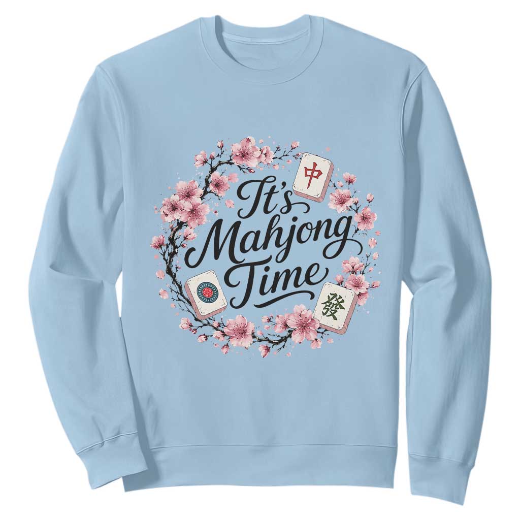 Mahjong Sweatshirt Floral Mah Jongg TS10 Light Blue Print Your Wear
