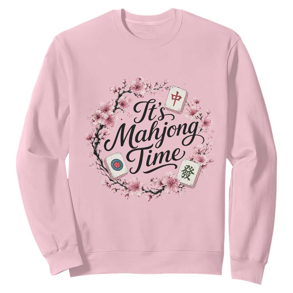 Mahjong Sweatshirt Floral Mah Jongg TS10 Light Pink Print Your Wear