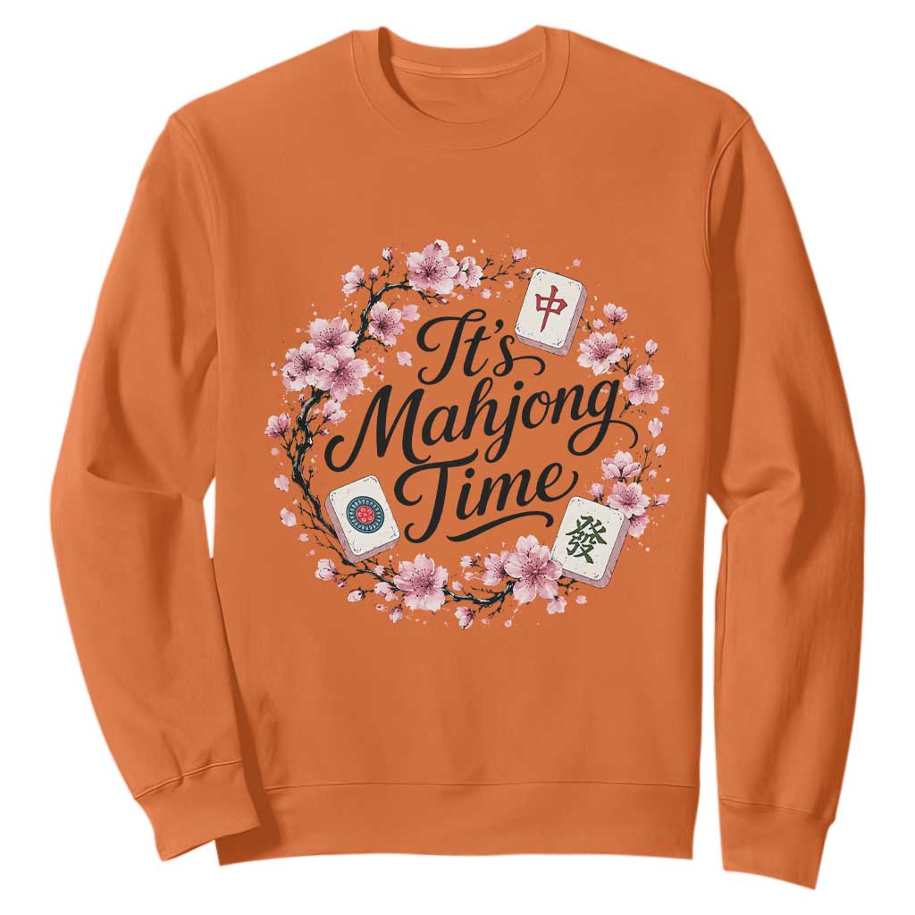 Mahjong Sweatshirt Floral Mah Jongg TS10 Orange Print Your Wear