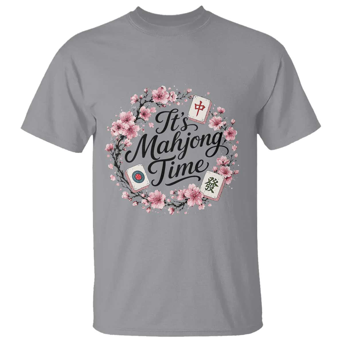 Mahjong T Shirt Floral Mah Jongg TS10 Sport Gray Print Your Wear