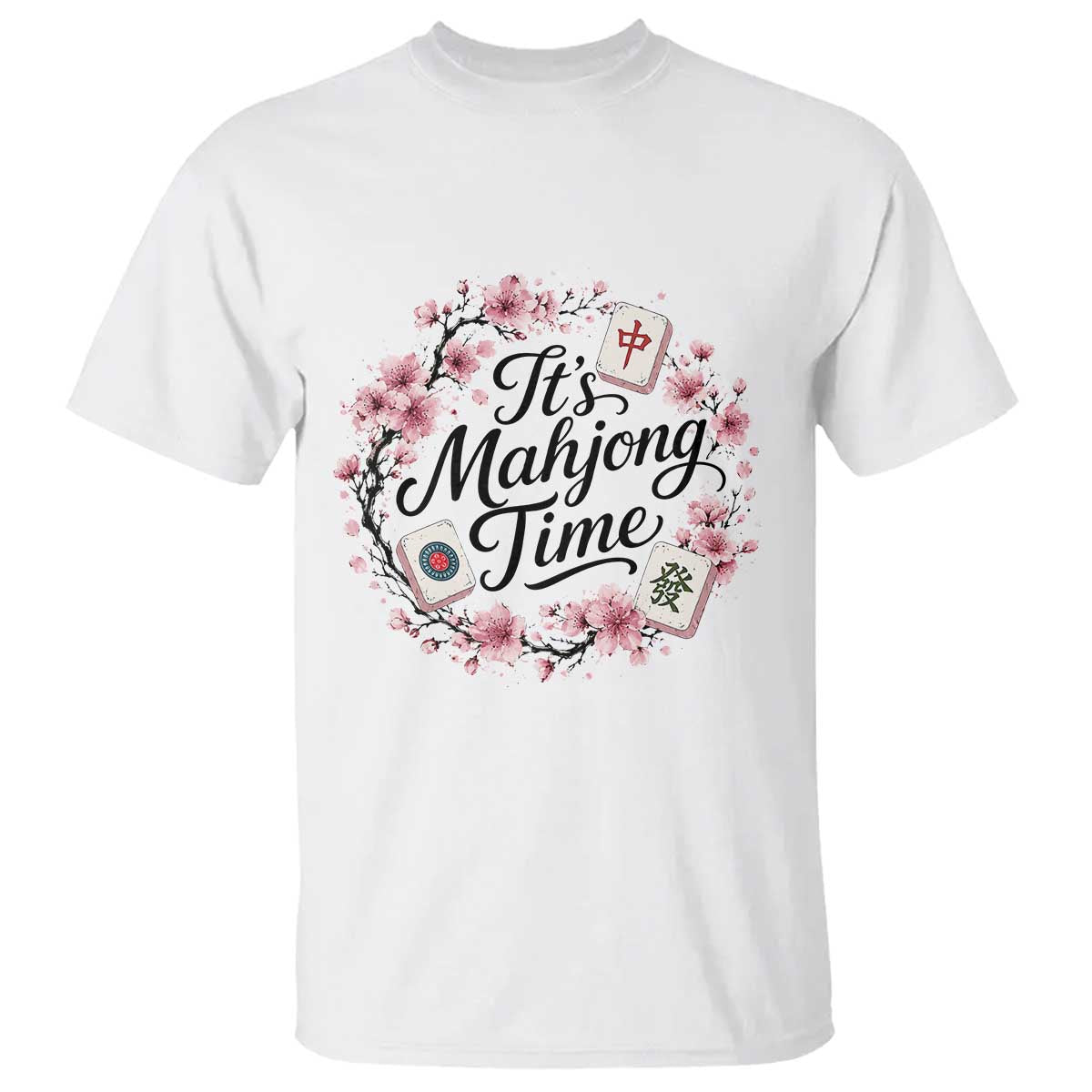 Mahjong T Shirt Floral Mah Jongg TS10 White Print Your Wear