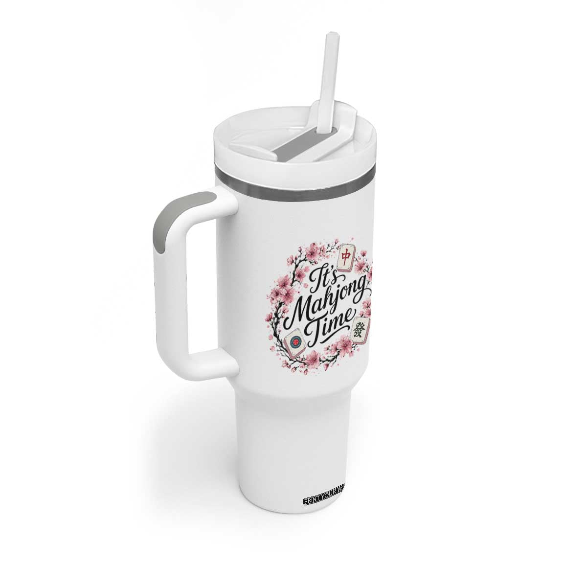 Mahjong Tumbler With Handle Floral Mah Jongg TS10 Print Your Wear