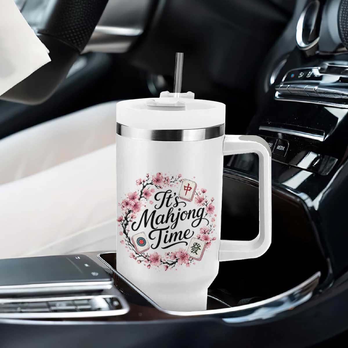 Mahjong Tumbler With Handle Floral Mah Jongg TS10 Print Your Wear