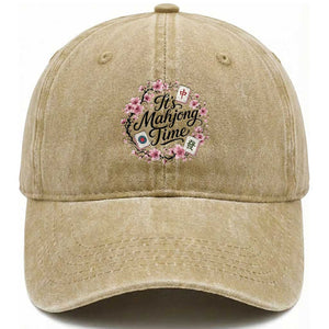 Mahjong Washed Cotton Baseball Cap Floral Mah Jongg TS10 Print Your Wear