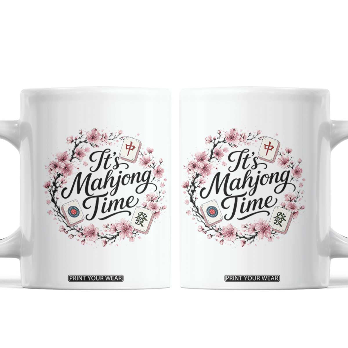 Mahjong Coffee Mug Floral Mah Jongg TS10 White Print Your Wear