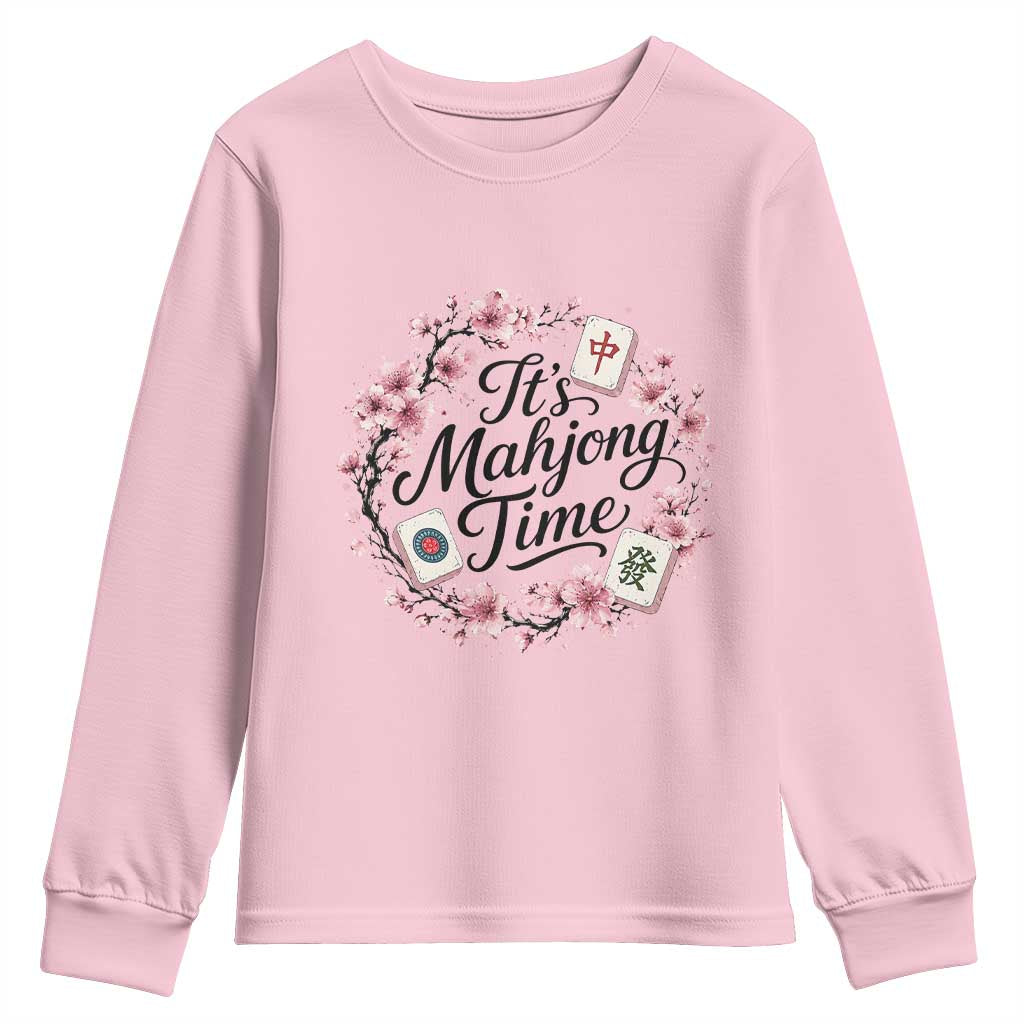 Mahjong Youth Sweatshirt Floral Mah Jongg TS10 Light Pink Print Your Wear