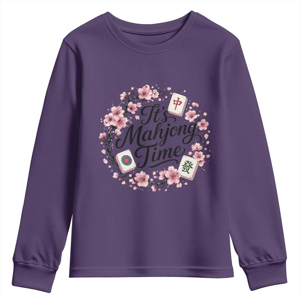 Mahjong Youth Sweatshirt Floral Mah Jongg TS10 Purple Print Your Wear