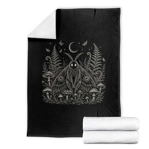 Mothman Throw Blanket Vintage Cryptid Graphic Gothic Forest Moth Mushroom Folklore Gift TS10 Black Print Your Wear