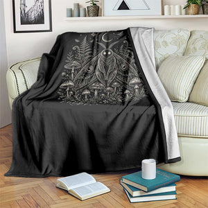Mothman Throw Blanket Vintage Cryptid Graphic Gothic Forest Moth Mushroom Folklore Gift TS10 Print Your Wear