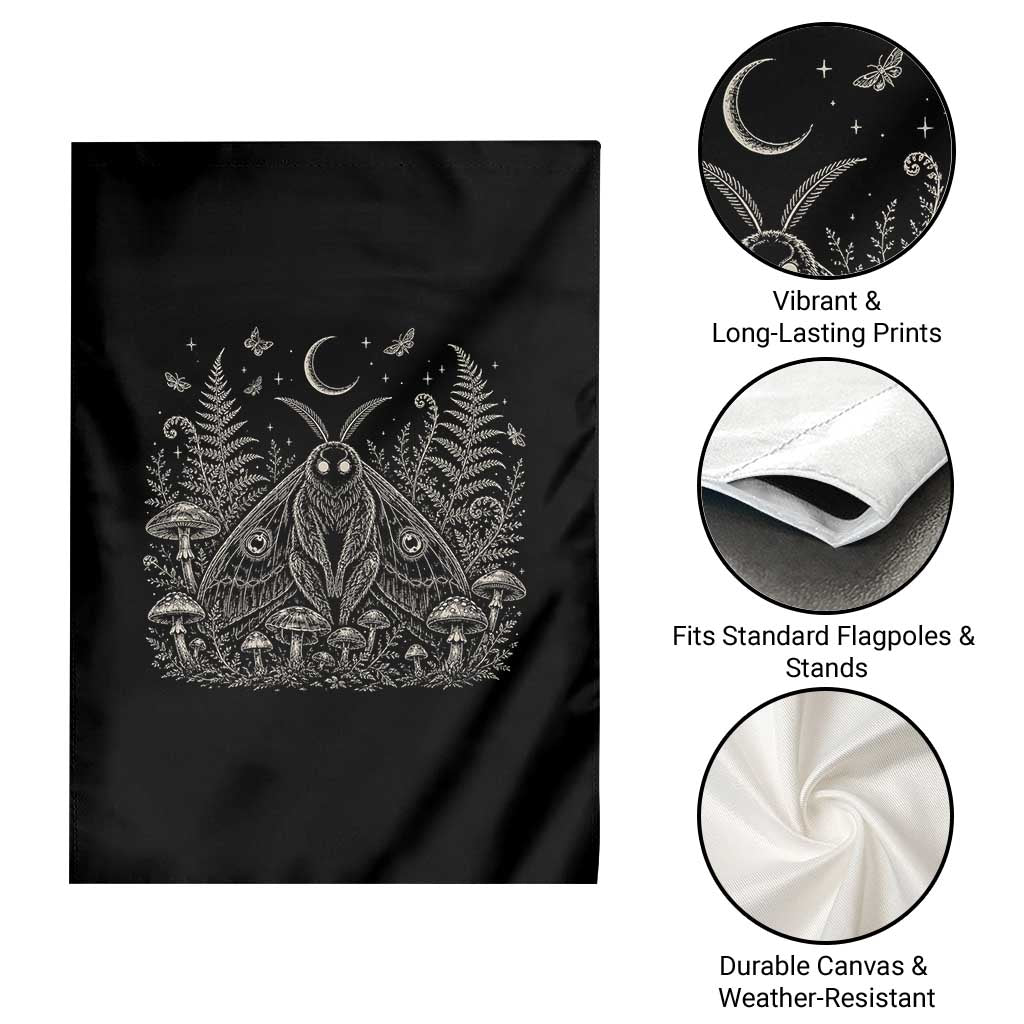 Mothman Garden Flag Vintage Cryptid Graphic Gothic Forest Moth Mushroom Folklore Gift TS10 Print Your Wear