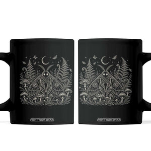 Mothman Coffee Mug Vintage Cryptid Graphic Gothic Forest Moth Mushroom Folklore Gift TS10 Black Print Your Wear