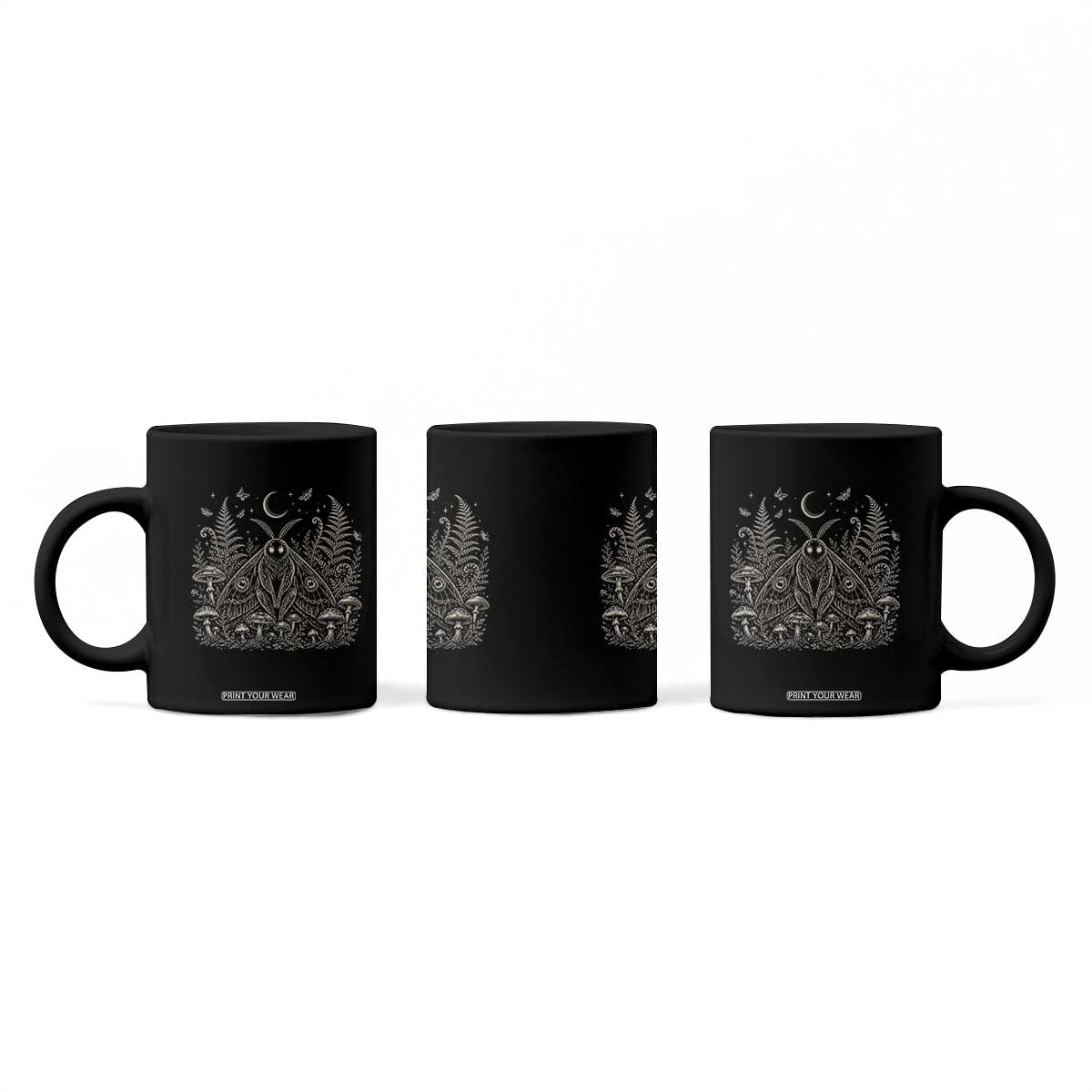 Mothman Coffee Mug Vintage Cryptid Graphic Gothic Forest Moth Mushroom Folklore Gift TS10 Print Your Wear