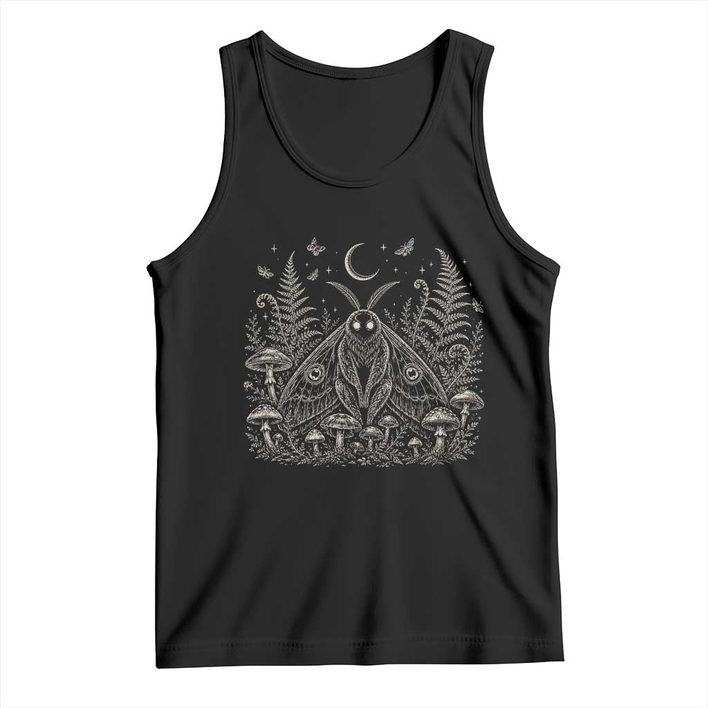 Mothman Tank Top Vintage Cryptid Graphic Gothic Forest Moth Mushroom Folklore Gift TS10 Black Print Your Wear