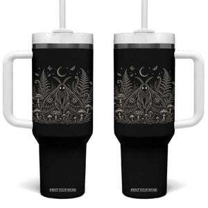 Mothman Tumbler With Handle Vintage Cryptid Graphic Gothic Forest Moth Mushroom Folklore Gift TS10 One Size: 40 oz Black Print Your Wear