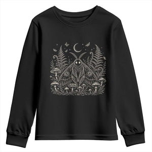 Mothman Youth Sweatshirt Vintage Cryptid Graphic Gothic Forest Moth Mushroom Folklore Gift TS10 Black Print Your Wear