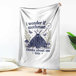 Funny Mothman Throw Blanket I Wonder If Mothman Thinks About Me Too Cryptid Weirdcore TS10 Print Your Wear