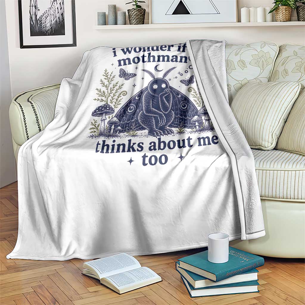 Funny Mothman Throw Blanket I Wonder If Mothman Thinks About Me Too Cryptid Weirdcore TS10 Print Your Wear