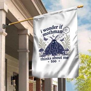 Funny Mothman Garden Flag I Wonder If Mothman Thinks About Me Too Cryptid Weirdcore TS10 Print Your Wear