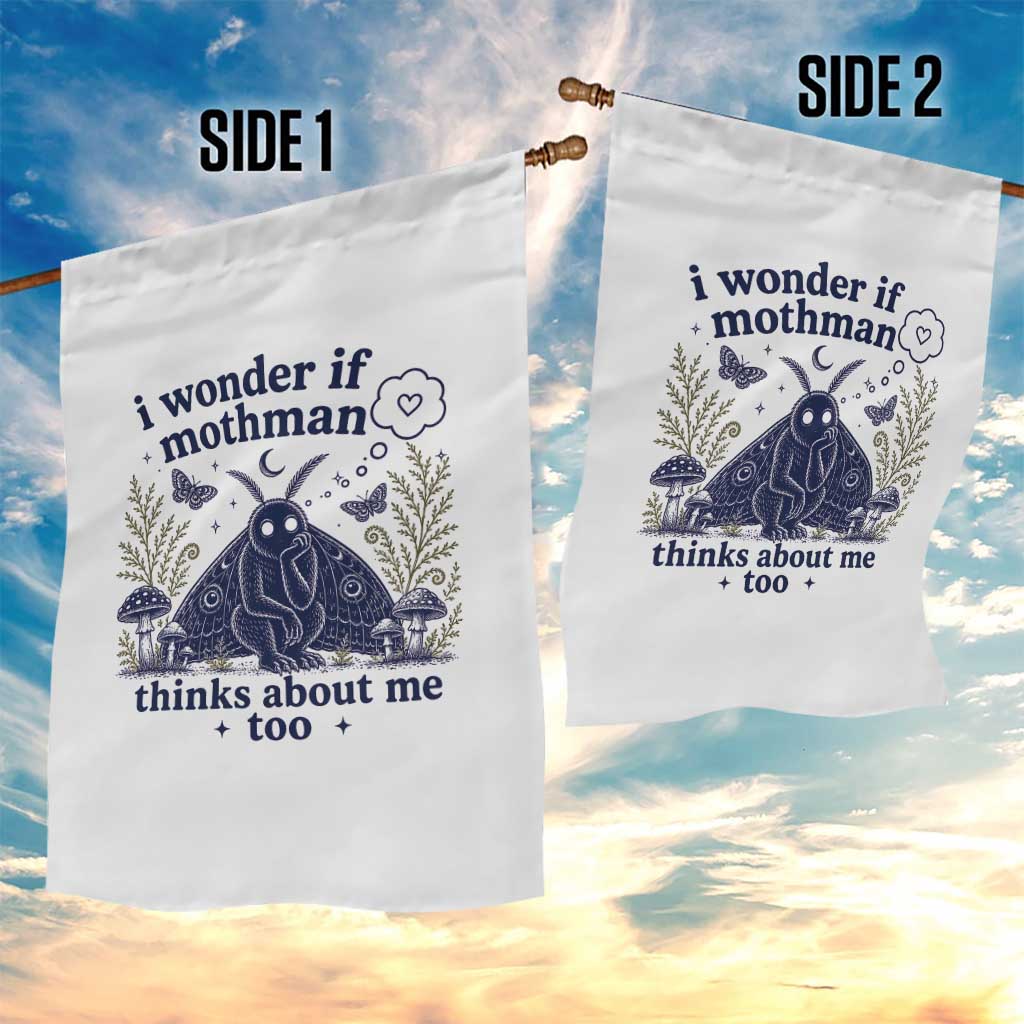 Funny Mothman Garden Flag I Wonder If Mothman Thinks About Me Too Cryptid Weirdcore TS10 Print Your Wear