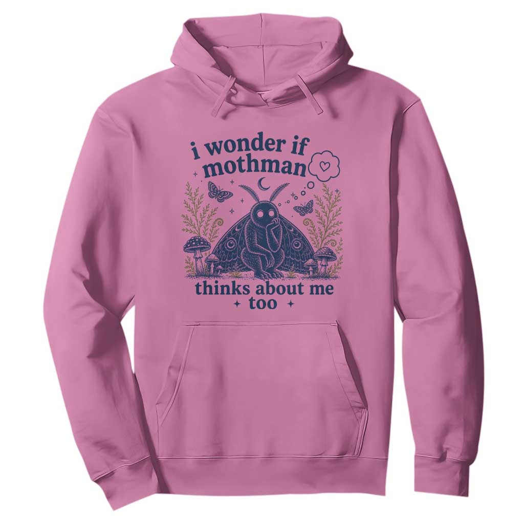 Funny Mothman Hoodie I Wonder If Mothman Thinks About Me Too Cryptid Weirdcore TS10 Azalea Print Your Wear