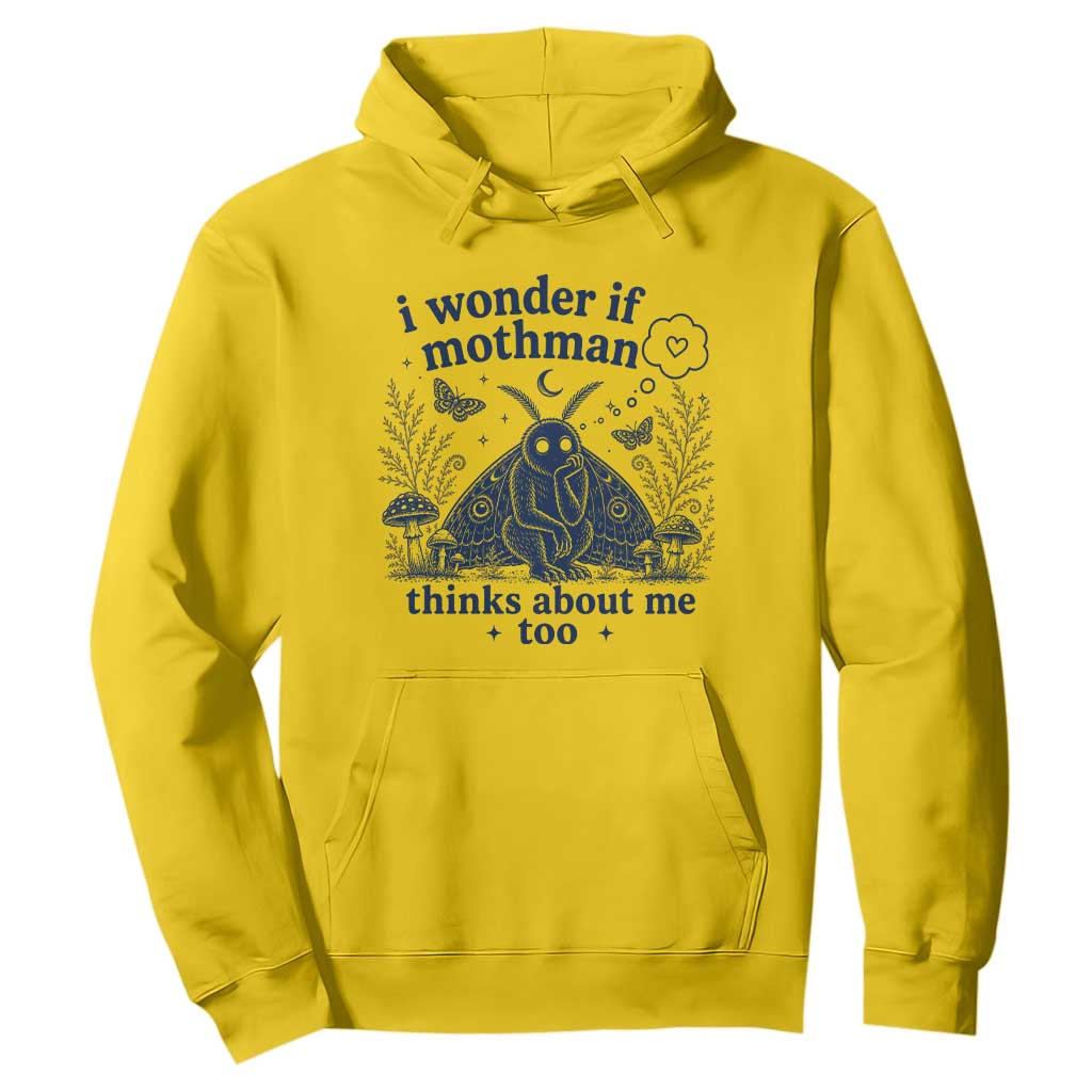 Funny Mothman Hoodie I Wonder If Mothman Thinks About Me Too Cryptid Weirdcore TS10 Daisy Print Your Wear
