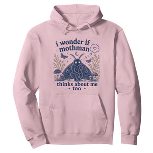 Funny Mothman Hoodie I Wonder If Mothman Thinks About Me Too Cryptid Weirdcore TS10 Light Pink Print Your Wear