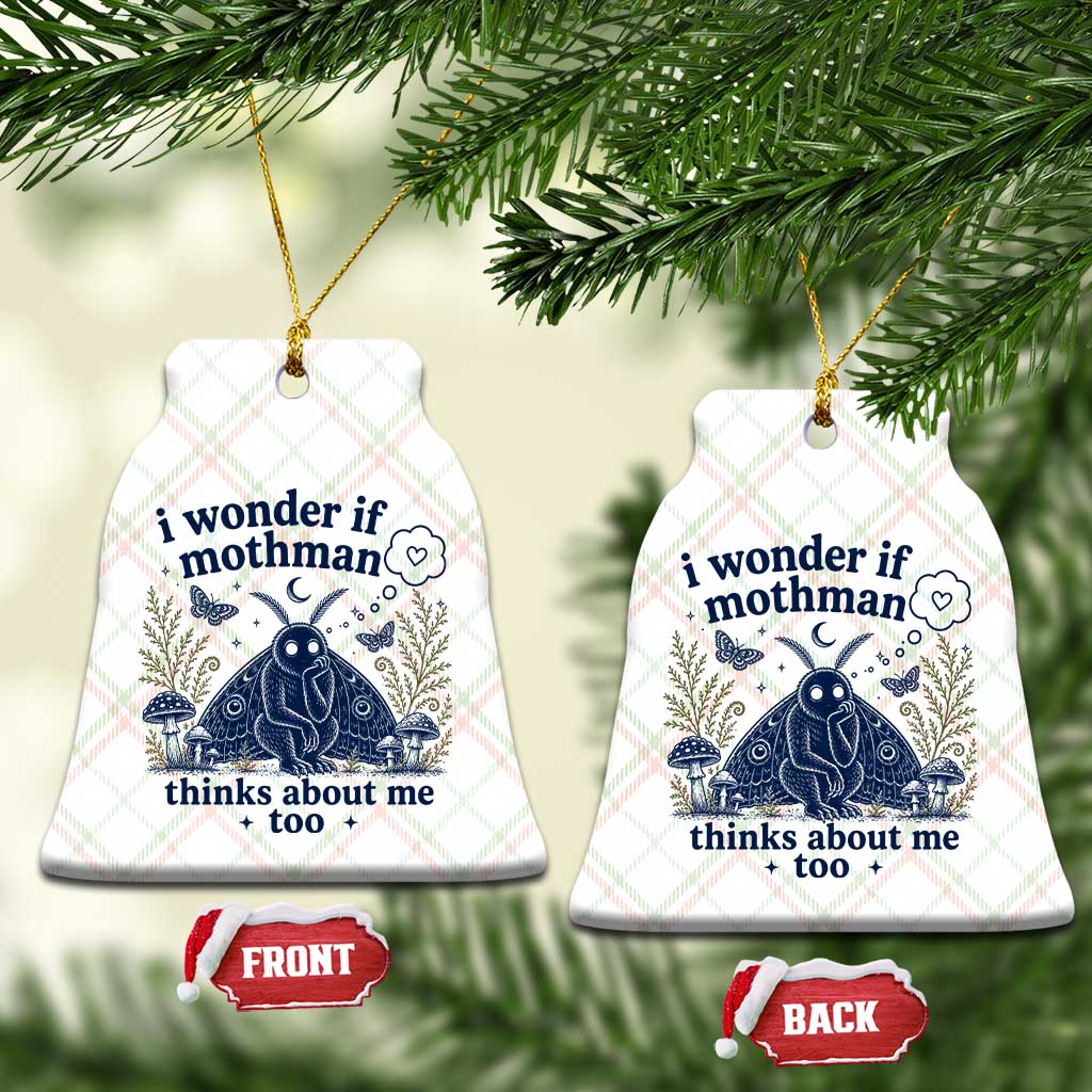 Funny Mothman Ceramic Ornament I Wonder If Mothman Thinks About Me Too Cryptid Weirdcore TS10 Print Your Wear