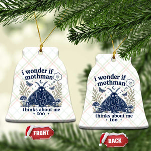 Funny Mothman Ceramic Ornament I Wonder If Mothman Thinks About Me Too Cryptid Weirdcore TS10 Print Your Wear