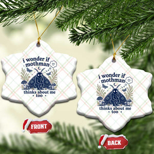 Funny Mothman Ceramic Ornament I Wonder If Mothman Thinks About Me Too Cryptid Weirdcore TS10 Print Your Wear