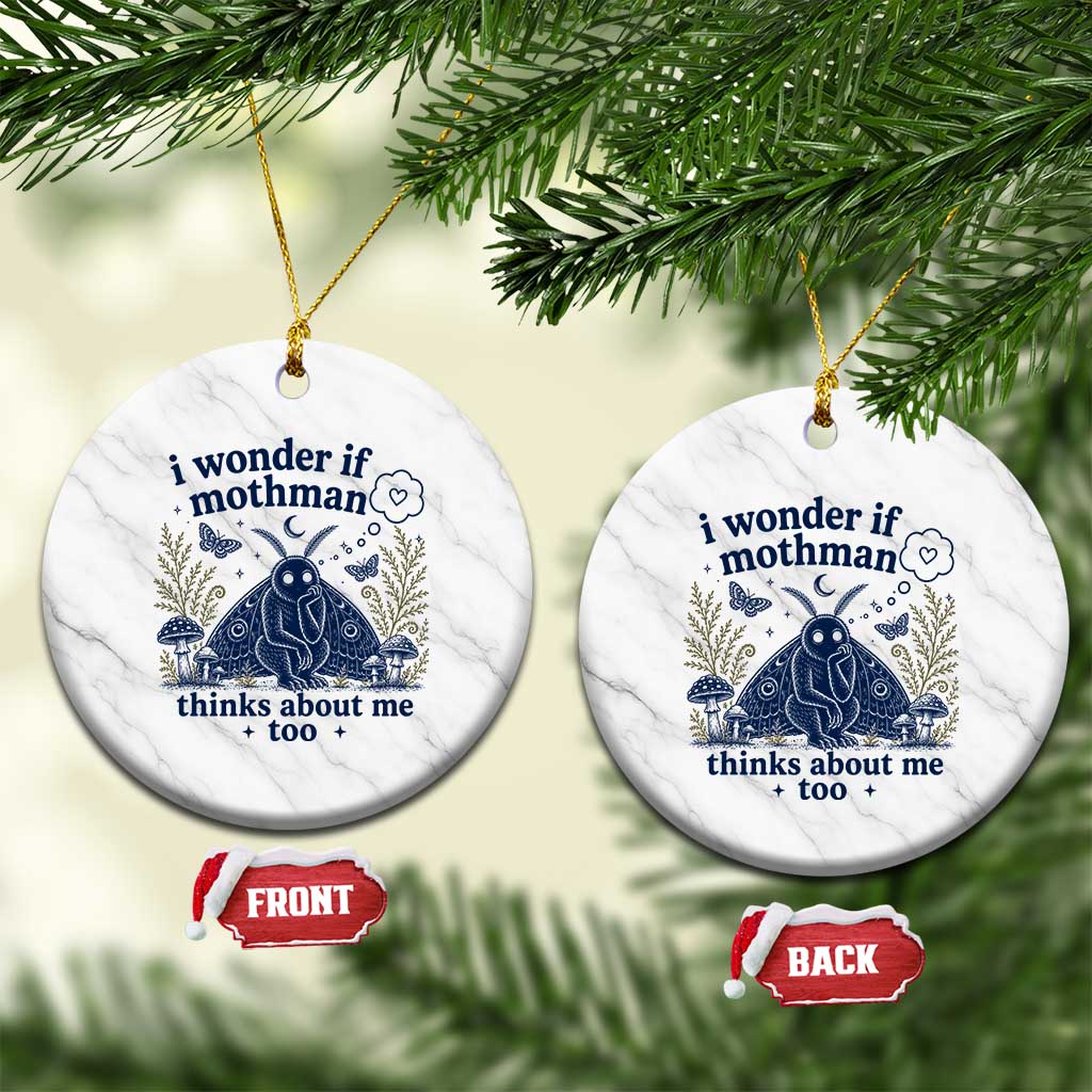 Funny Mothman Ceramic Ornament I Wonder If Mothman Thinks About Me Too Cryptid Weirdcore TS10 1pc White Marble Print Your Wear