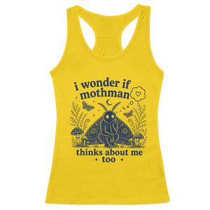 Funny Mothman Racerback Tank Top I Wonder If Mothman Thinks About Me Too Cryptid Weirdcore TS10 Daisy Print Your Wear