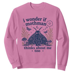 Funny Mothman Sweatshirt I Wonder If Mothman Thinks About Me Too Cryptid Weirdcore TS10 Azalea Print Your Wear