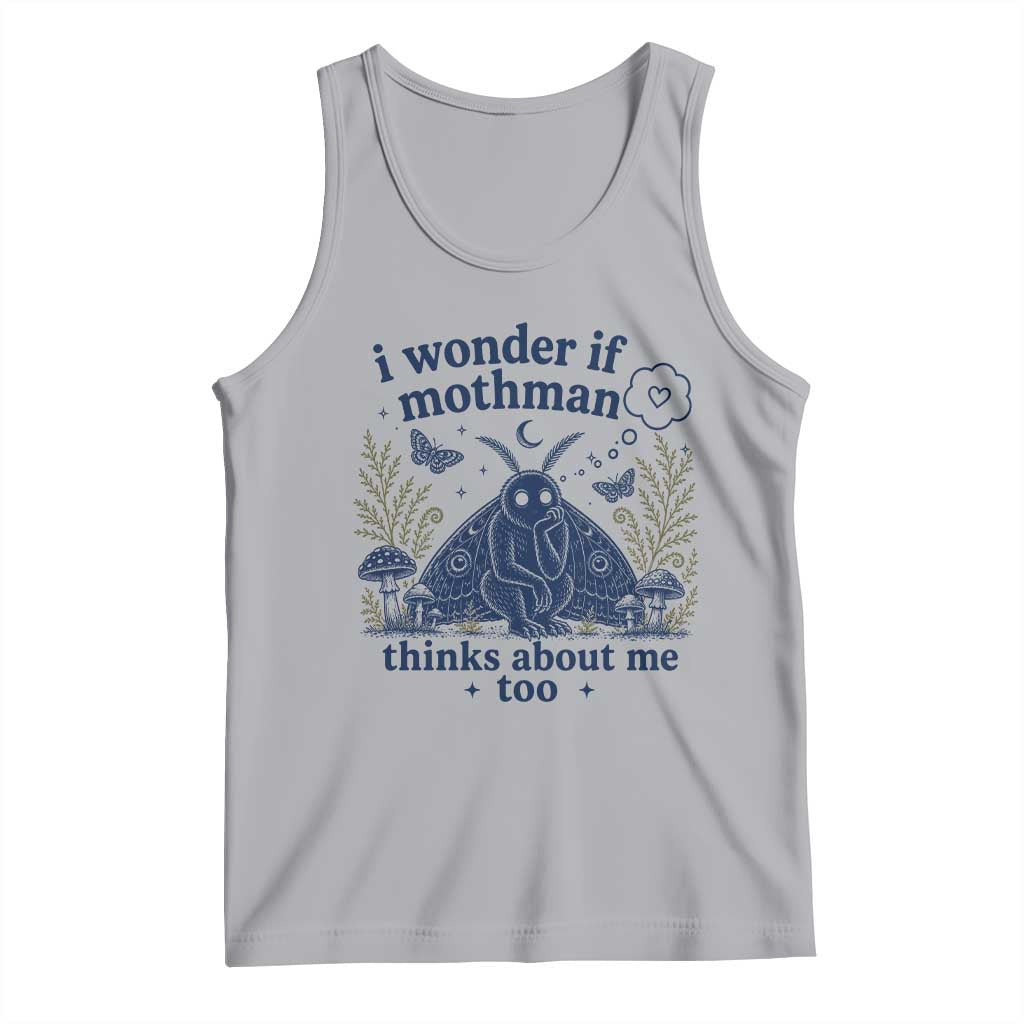Funny Mothman Tank Top I Wonder If Mothman Thinks About Me Too Cryptid Weirdcore TS10 Athletic Heather Print Your Wear