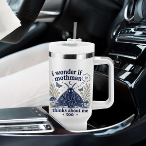 Funny Mothman Tumbler With Handle I Wonder If Mothman Thinks About Me Too Cryptid Weirdcore TS10 Print Your Wear