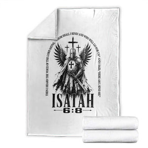 Here Am I Send Me Isaiah 6 8 Catholic Knight Templar Crusader Faith Throw Blanket TS10 White Print Your Wear