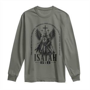 Here Am I Send Me Isaiah 6 8 Catholic Knight Templar Crusader Faith Long Sleeve Shirt TS10 Military Green Print Your Wear