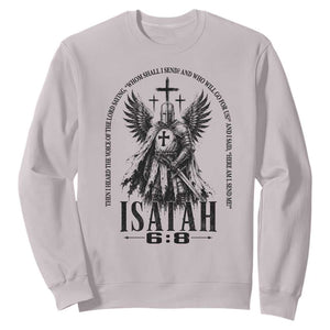 Here Am I Send Me Isaiah 6 8 Catholic Knight Templar Crusader Faith Sweatshirt TS10 Ice Gray Print Your Wear