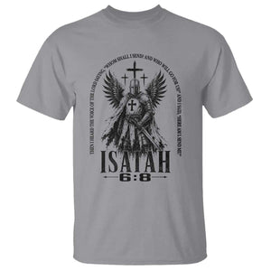 Here Am I Send Me Isaiah 6 8 Catholic Knight Templar Crusader Faith T Shirt TS10 Sport Gray Print Your Wear