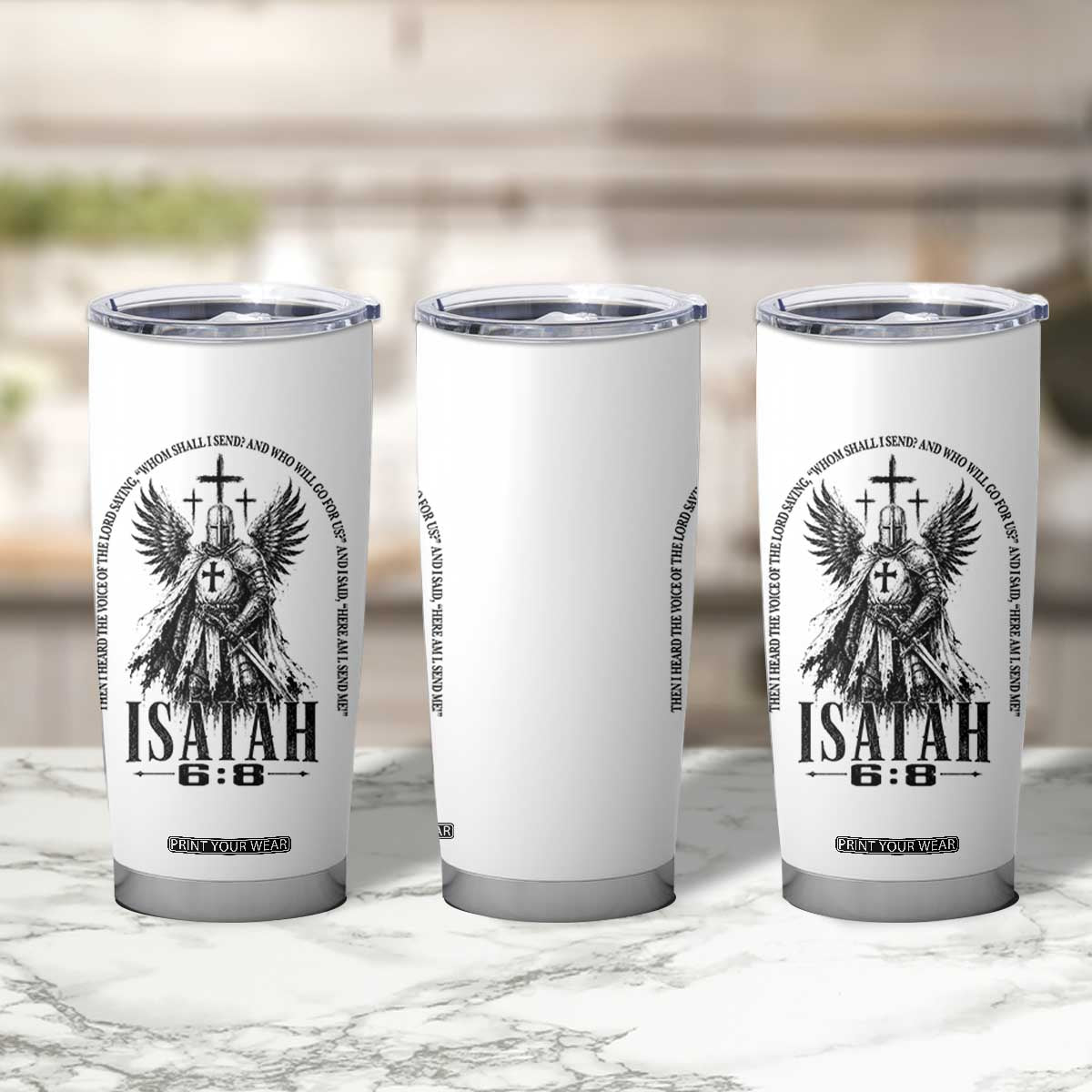 Here Am I Send Me Isaiah 6 8 Catholic Knight Templar Crusader Faith Tumbler Cup TS10 Print Your Wear