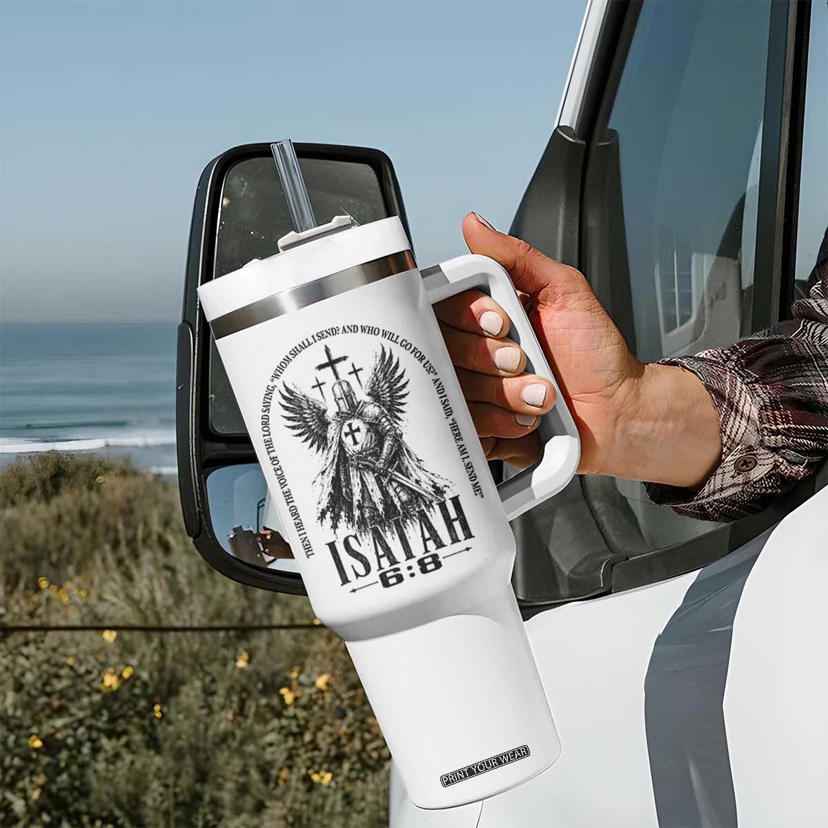 Here Am I Send Me Isaiah 6 8 Catholic Knight Templar Crusader Faith Tumbler With Handle TS10 Print Your Wear
