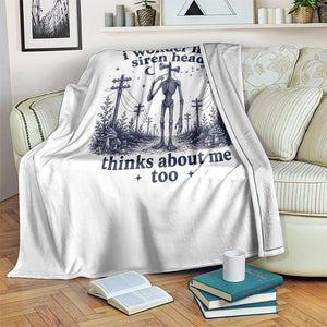 Funny Siren Head Throw Blanket I Wonder If Siren Head Thinks About Me Too Weirdcore Cryptid Lovers TS10 Print Your Wear
