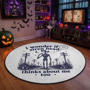 Funny Siren Head Round Rug I Wonder If Siren Head Thinks About Me Too Weirdcore Cryptid Lovers