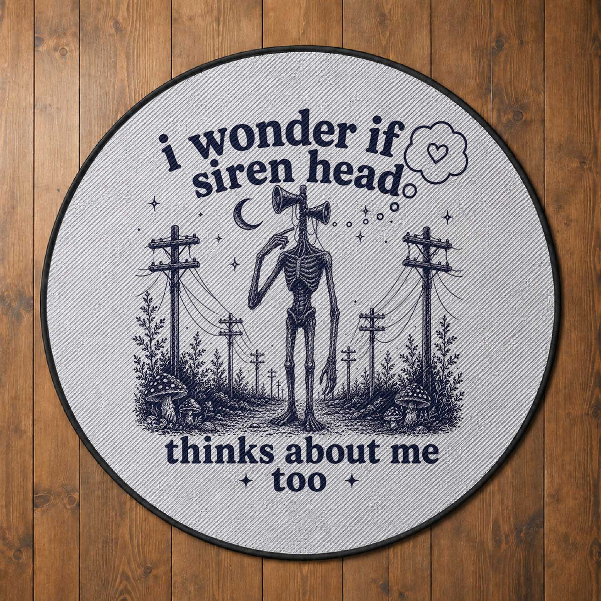 Funny Siren Head Round Rug I Wonder If Siren Head Thinks About Me Too Weirdcore Cryptid Lovers