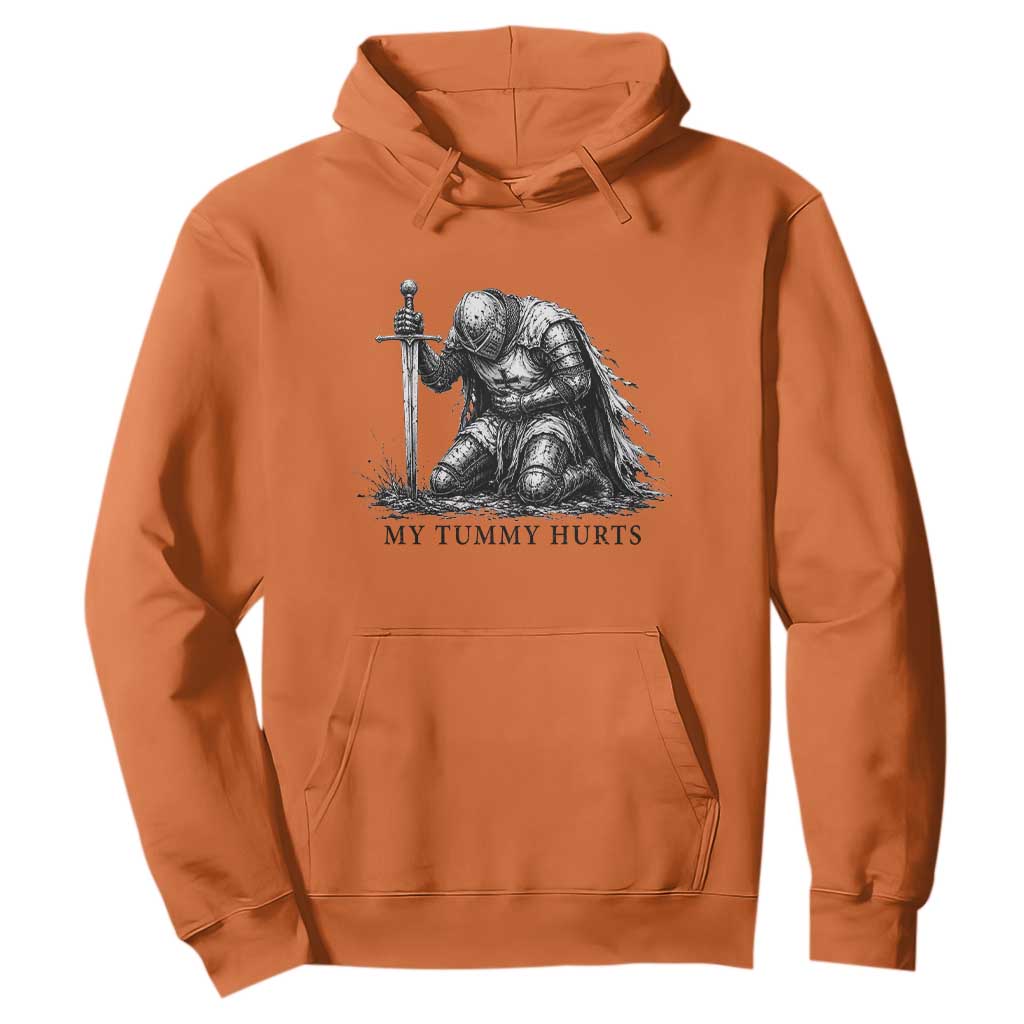 Tummy Hurts Funny Medieval Knight Hoodie Dark Fantasy Meme TS10 Orange Print Your Wear