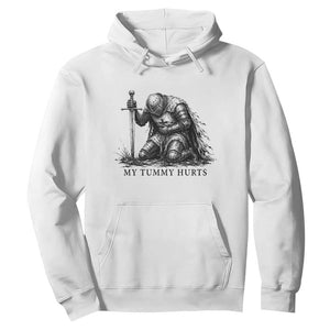 Tummy Hurts Funny Medieval Knight Hoodie Dark Fantasy Meme TS10 White Print Your Wear