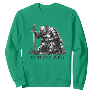 Tummy Hurts Funny Medieval Knight Sweatshirt Dark Fantasy Meme TS10 Irish Green Print Your Wear