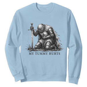 Tummy Hurts Funny Medieval Knight Sweatshirt Dark Fantasy Meme TS10 Light Blue Print Your Wear
