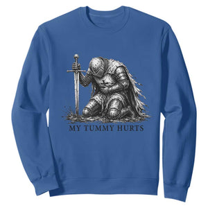 Tummy Hurts Funny Medieval Knight Sweatshirt Dark Fantasy Meme TS10 Royal Blue Print Your Wear